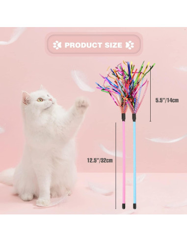 Varita Interactiva para Gatos Worbee 2 Piezas con Plumas