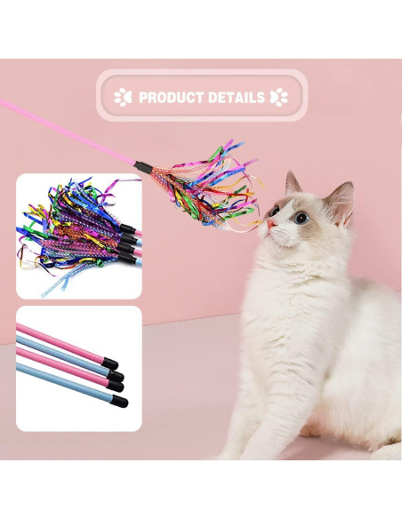 Varita Interactiva para Gatos Worbee 2 Piezas con Plumas