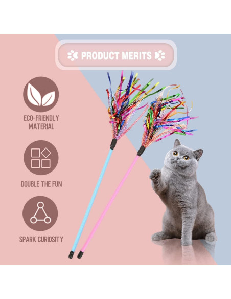 Varita Interactiva para Gatos Worbee 2 Piezas con Plumas