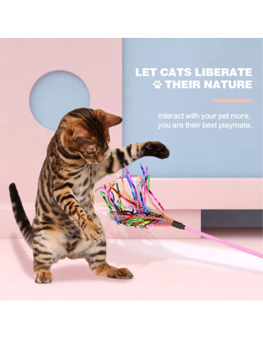 Varita Interactiva para Gatos Worbee 2 Piezas con Plumas