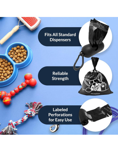 Bolsas de Excremento de Perro Reli - 360 Unidades, 24 Rollos, 22.86x33.02 cm, Sin Fragancia, a Prueba de Fugas