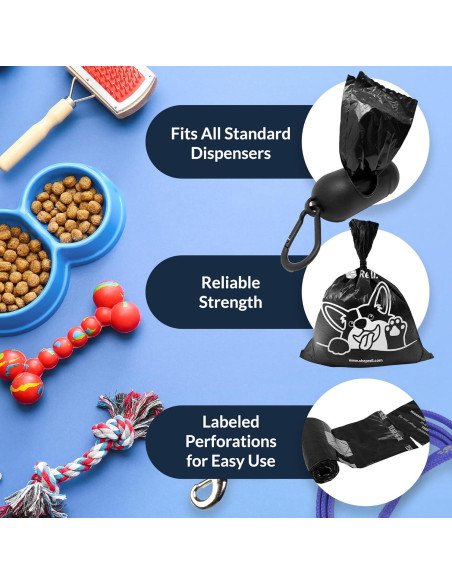 Bolsas de Excremento de Perro Reli - 360 Unidades, 24 Rollos, 22.86x33.02 cm, Sin Fragancia, a Prueba de Fugas