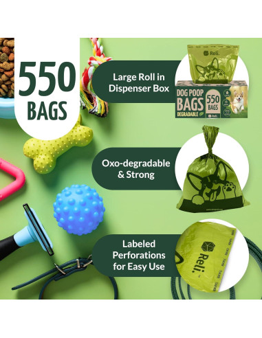Bolsas de Poop Biodegradables Reli. 550 Unidades Verde