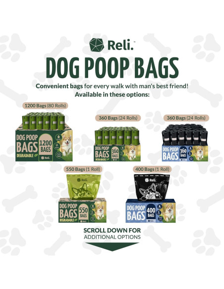 Bolsas de Poop Biodegradables Reli. 550 Unidades Verde
