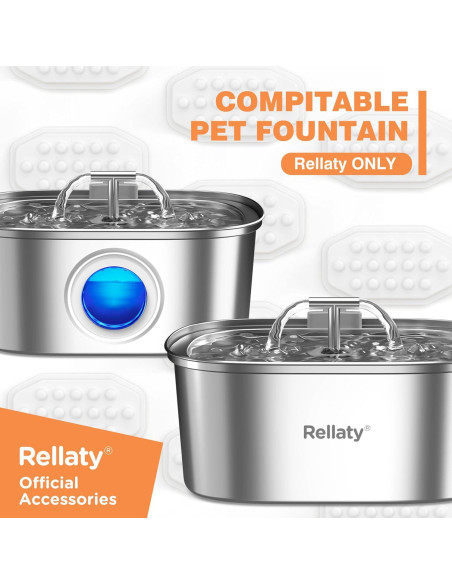 Fuente de Agua para Gatos Rellaty Acero Inoxidable 3.2L + 8 Filtros Fuente de Agua para Gatos Rellaty Acero Inoxidable 3.2L + 8 Filtros