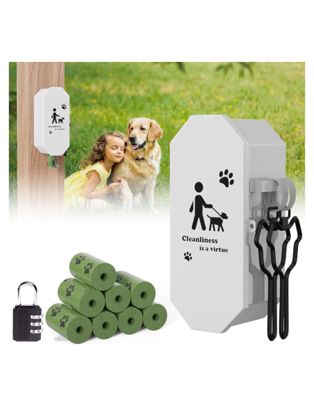 Dispensador de bolsas para excremento de perro Numeroustar, metal, 8 rollos