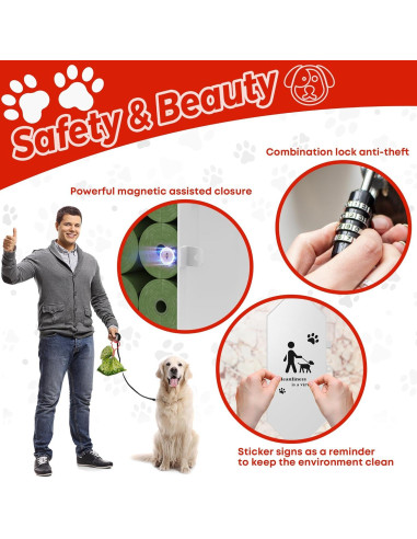 Dispensador de bolsas para excremento de perro Numeroustar, metal, 8 rollos