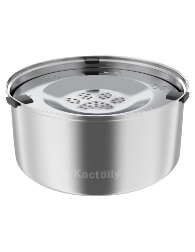 Tazón de Agua para Perros Kactoily 3L Acero Inoxidable Antiderrames