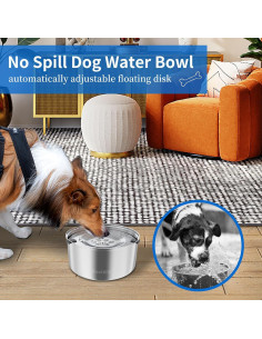 Tazón de Agua para Perros Kactoily 3L Acero Inoxidable Antiderrames 2