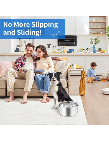 Tazón de Agua para Perros Kactoily 3L Acero Inoxidable Antiderrames