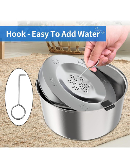 Tazón de Agua para Perros Kactoily 3L Acero Inoxidable Antiderrames