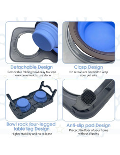 Tazón Elevado Plegable para Perros y Gatos PINVNBY 37.1x19.1cm 2