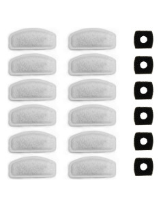 Paquete de 12 Filtros y 6 Esponjas para Fuente Mascotas D30