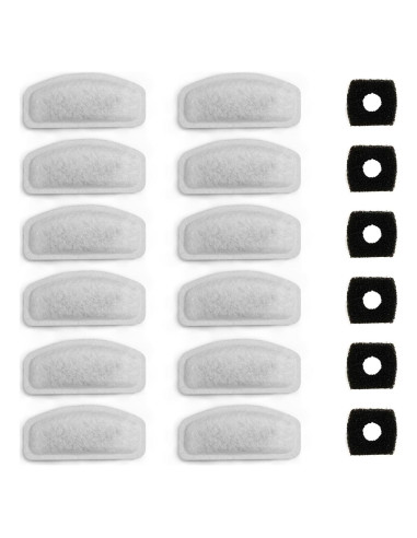 Paquete de 12 Filtros y 6 Esponjas para Fuente Mascotas D30