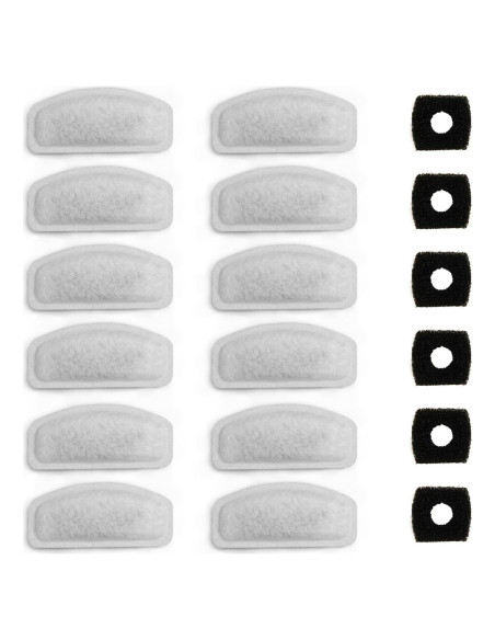 Paquete de 12 Filtros y 6 Esponjas para Fuente Mascotas D30