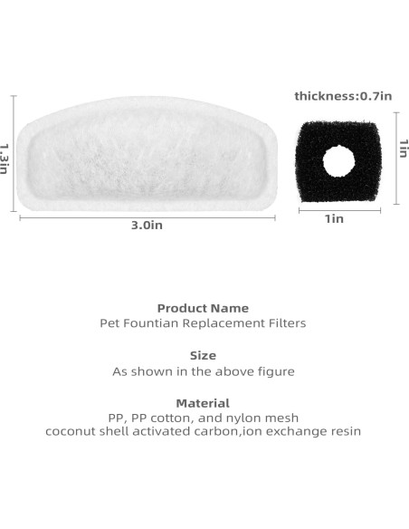 Paquete de 12 Filtros y 6 Esponjas para Fuente Mascotas D30