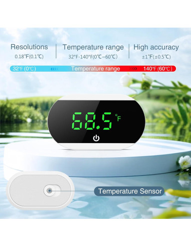 Termómetro Digital para Acuario Ankilo Blanco - Alta Precisión +/-1C