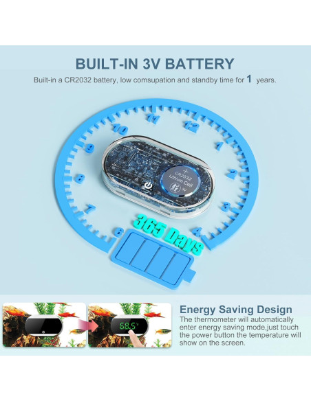 Termómetro Digital para Acuario Ankilo Blanco - Alta Precisión +/-1C