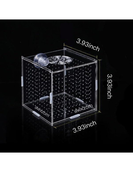 Caja de cría de peces acrílica AWXZOM 9.9x9.9x9.9 cm