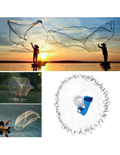 Red de Lanzamiento de Pesca Yeahmart 2.4m con Pesas de Zinc 2