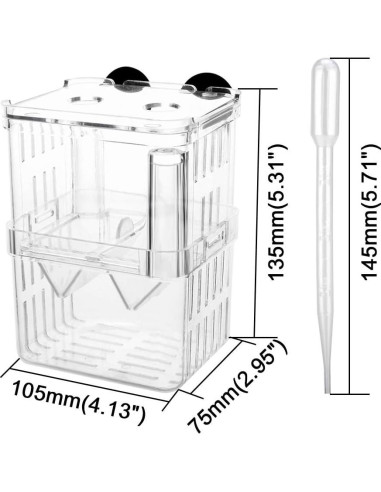 Caja de Cría de Peces Senzeal Mediana con Ventosas y Pipetas