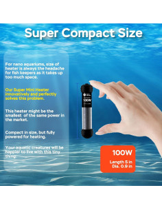 Calentador de Acuario AquaMiracle 100W Compacto para 10-20 Gal 2