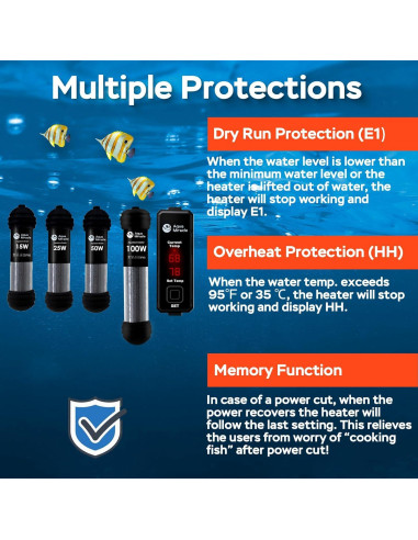 Calentador de Acuario AquaMiracle 100W Compacto para 10-20 Gal
