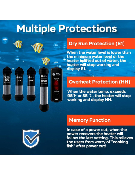 Calentador de Acuario AquaMiracle 100W Compacto para 10-20 Gal