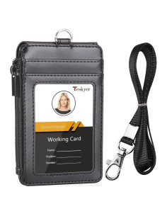 Porta Credencial Teskyer Negro con Cordón y 4 Ranuras