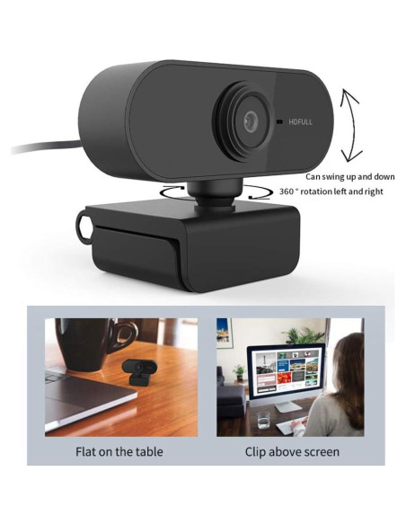 Cámara Web HD BONKZEBU Ajustable con Micrófono - Negro