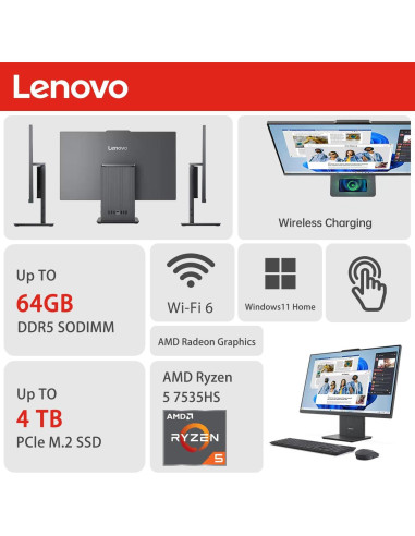 Lenovo IdeaCentre 27" All-in-One AMD Ryzen 5 64GB RAM 2TB SSD