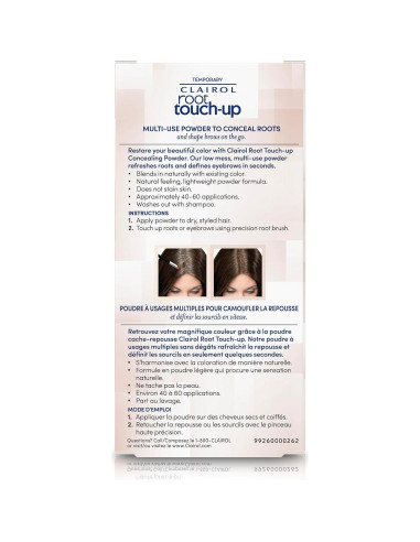 Polvo Temporal Ocultador de Raíces Clairol Negro 1.98g