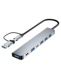 Hub USB C 7 en 1 BERLAT Aluminio con 5 Puertos USB
