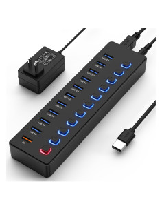 Hub USB 3.0 Alimentado Wulofe 11 Puertos con Carga Inteligente