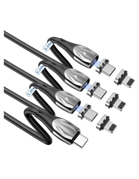 Cable de Carga Magnético USB C 100W CNakdDG 1m/2m/2m Negro