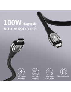 Cable de Carga Magnético USB C 100W CNakdDG 1m/2m/2m Negro 2