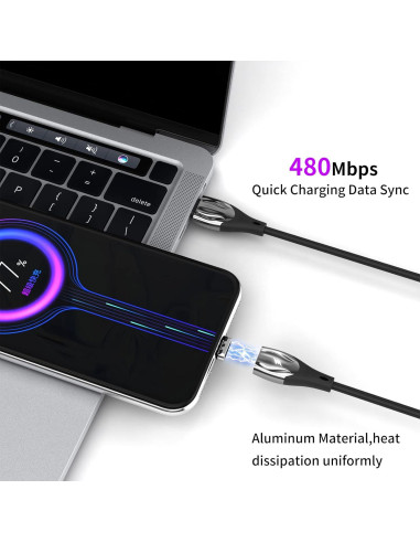 Cable de Carga Magnético USB C 100W CNakdDG 1m/2m/2m Negro