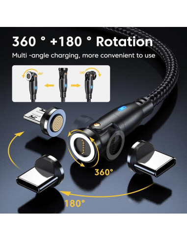 Cable de Carga Magnético VAFOTON 3-Pack 1.0m+1.0m+2.0m 18W