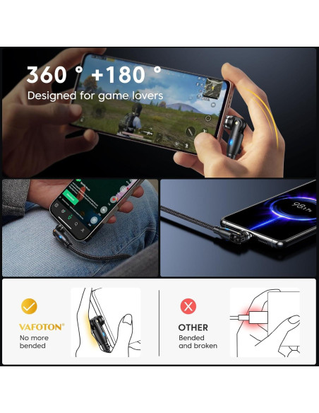 Cable de Carga Magnético VAFOTON 3-Pack 1.0m+1.0m+2.0m 18W