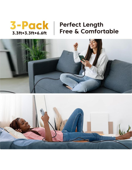 Cable de Carga Magnético VAFOTON 3-Pack 1.0m+1.0m+2.0m 18W