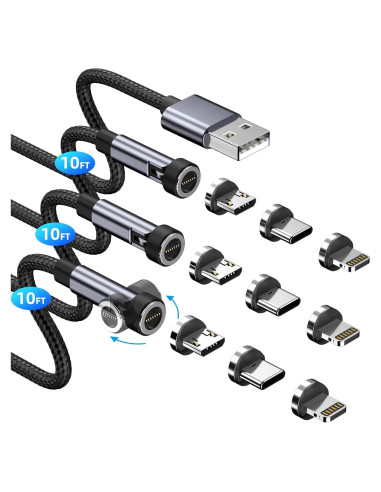 Cable de Carga Magnético 3 en 1 Ankndo 3.05m Carga Rápida 3A