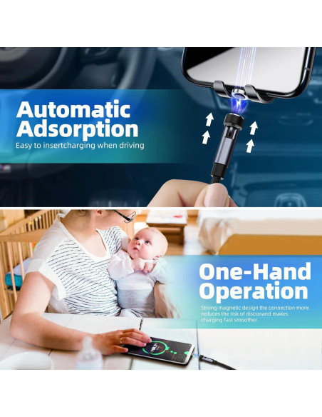 Cable de Carga Magnético 3 en 1 Ankndo 3.05m Carga Rápida 3A Cable de Carga Magnético 3 en 1 Ankndo 3.05m Carga Rápida 3A