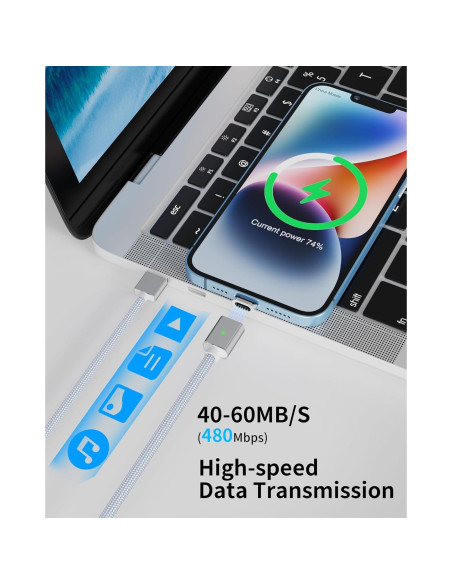 Cable de Carga Magnético ZBF 3A 4-Pack 1-2 m USB C Micro USB Cable de Carga Magnético ZBF 3A 4-Pack 1-2 m USB C Micro USB