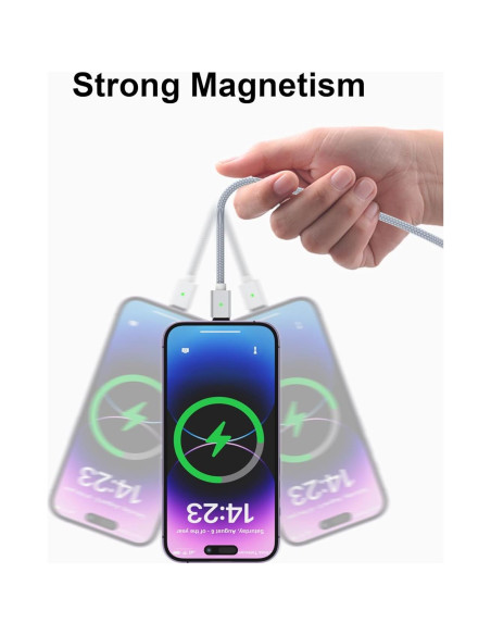 Cable de Carga Magnético ZBF 3A 4-Pack 1-2 m USB C Micro USB Cable de Carga Magnético ZBF 3A 4-Pack 1-2 m USB C Micro USB