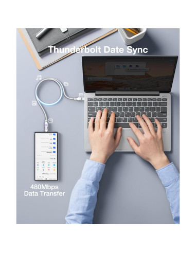 Cable de Carga Magnético USB C A.S Gen3 240W 1m/1.8m Blanco