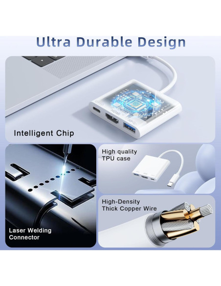 Adaptador USB C a HDMI 4K 100W Dongguan Lijie - 3 en 1 Adaptador USB C a HDMI 4K 100W Dongguan Lijie - 3 en 1