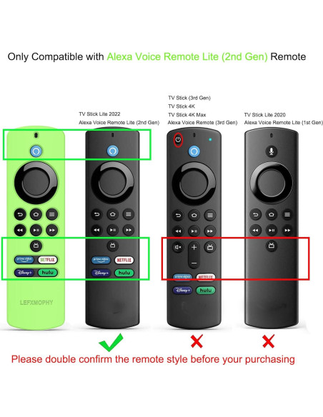 Funda de Silicona LEFXOMPHY para Control Remoto TV Stick Lite Verde
