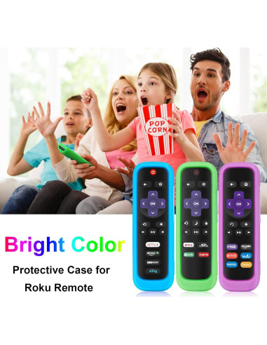 Funda de Silicona para Control Remoto Roku - Verde Cielo Púrpura