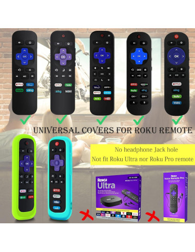 Funda de Silicona para Control Remoto Roku - Verde Cielo Púrpura