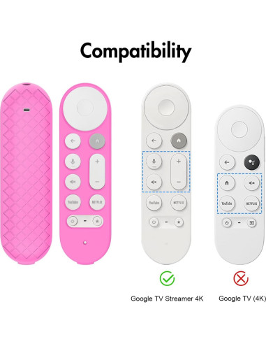 Funda de Silicona LEFXMOPHY para Control Remoto Google TV 4K Rosa